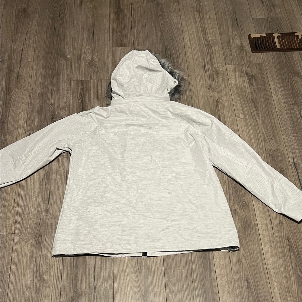 Avalanche Heather Gray Bomber Jacket with Fur Hood - Picture 8 of 10